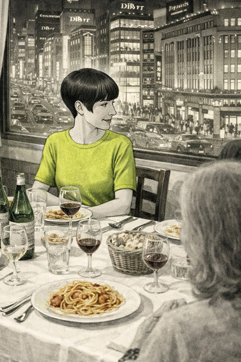Cena della comunità italiana in ristorante a Ginza Tokyo