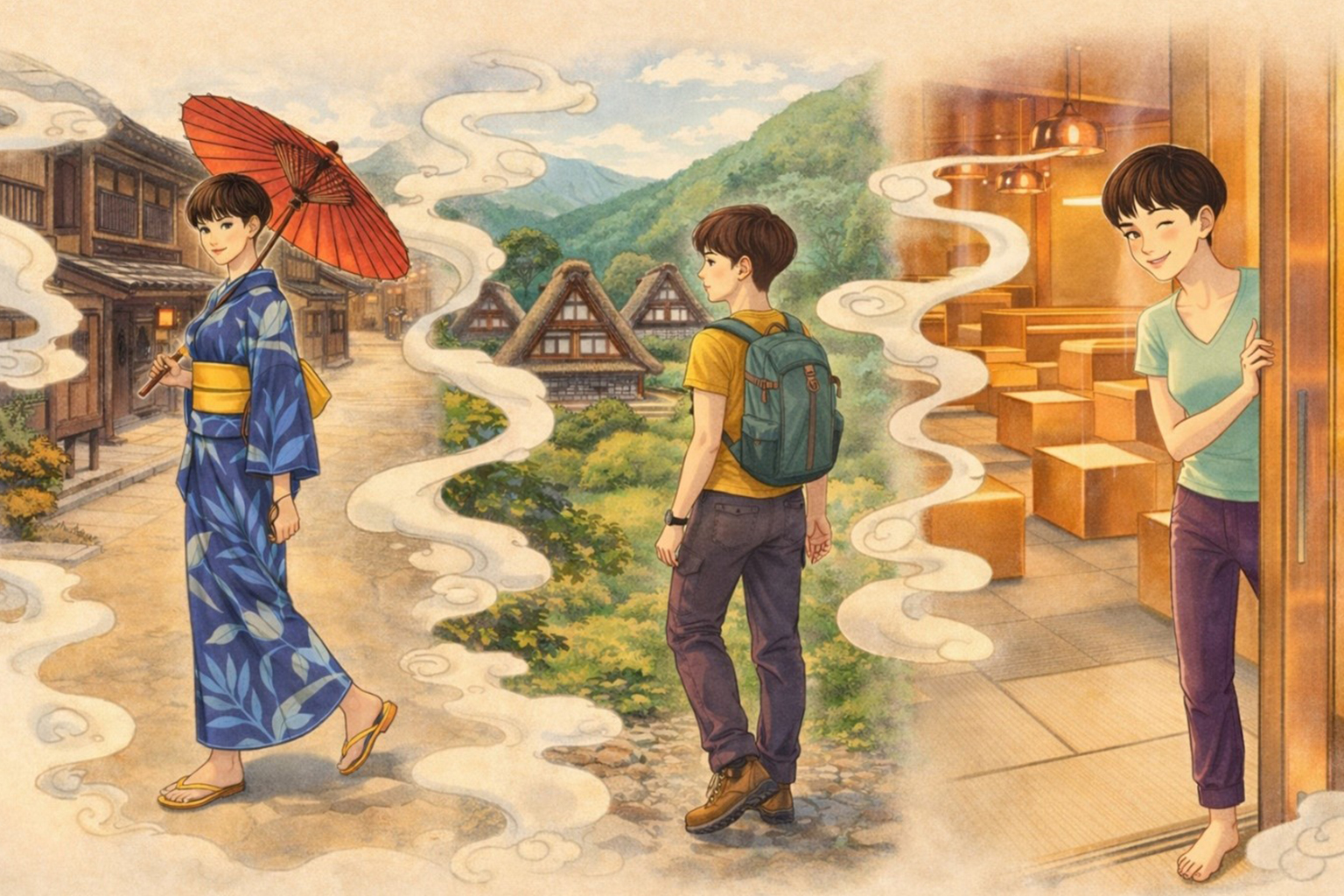 Case tradizionali di Shirakawa-go con tetti spioventi e paesaggio montano del Giappone storico