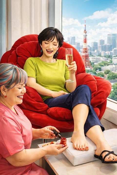 Strada elegante di Tokyo con negozi e atmosfera raffinata nel quartiere centrale moderno