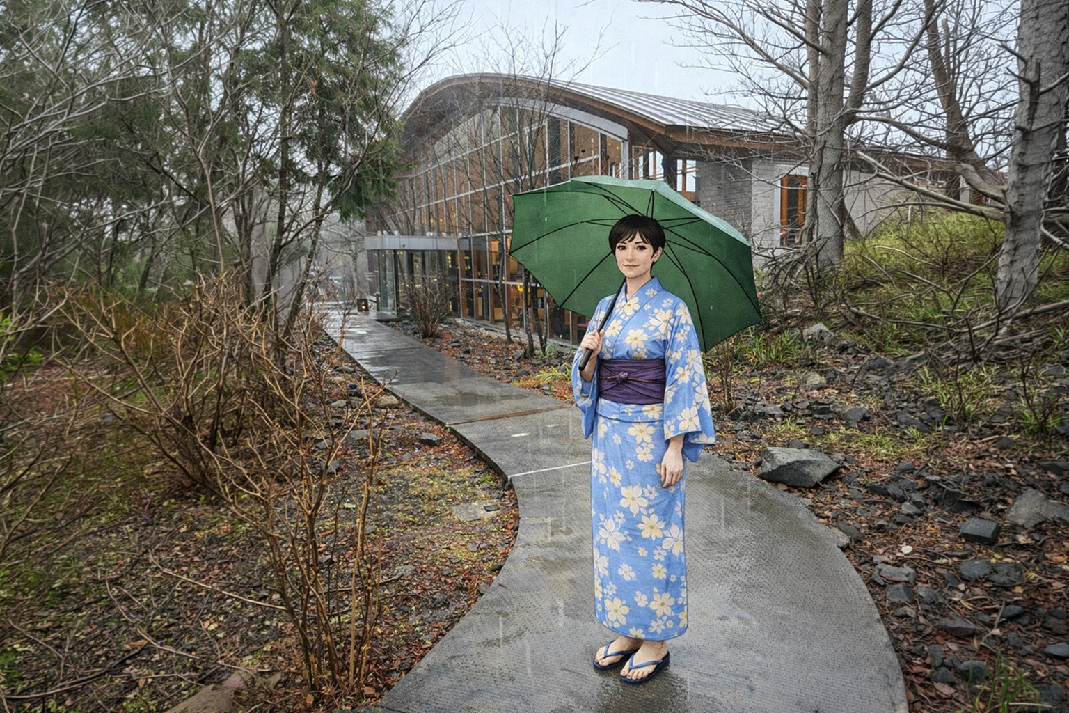 Onsen all’aperto a Hakone immerso nel bosco con vasca termale e atmosfera rilassante