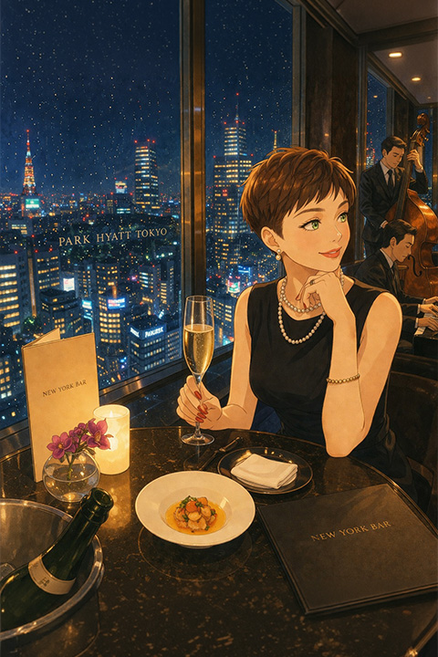 Vista notturna di Tokyo dal Park Hyatt tra pioggia, neon e atmosfera cinematografica